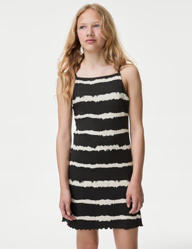 Image of Marks & Spencer Girl's Cotton Blend Fit and Flare Knee-Length Casual Dress