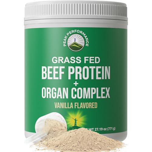 Grass Fed Beef Protein Powder + Organ Complex - Lactose Free Great Tasting Beef Protein Isolate - Animal Based Non Dairy No Whey Paleo Carnivore Supplement for Muscle Building - Vanilla Flavor
