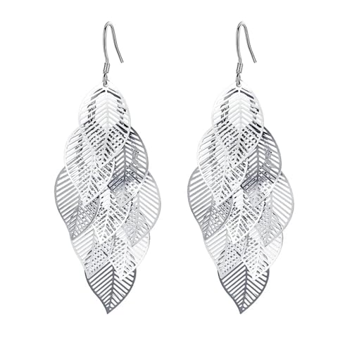 Boucles d'oreilles feuille multicouche d'une finition haut de gamme