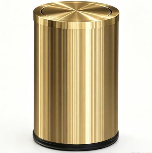 9L/2.4Gal Gold Trash Can,Bathrorm Trash Can with Lid,FILP Lid