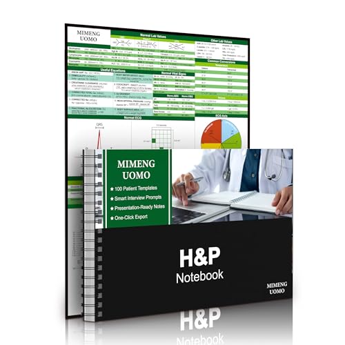 Carnet d'histoire et de physique H&P avec 100 modèles patients et reliure à spirales pour l'hôpital