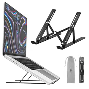 VOOMY Laptop Standaard, Ergonomische Laptop Stand, Verstelbare Laptophouder compatibel met alle 9-16'' Laptops en Tablets, Opvouwbare Laptopstandaard, Zwart