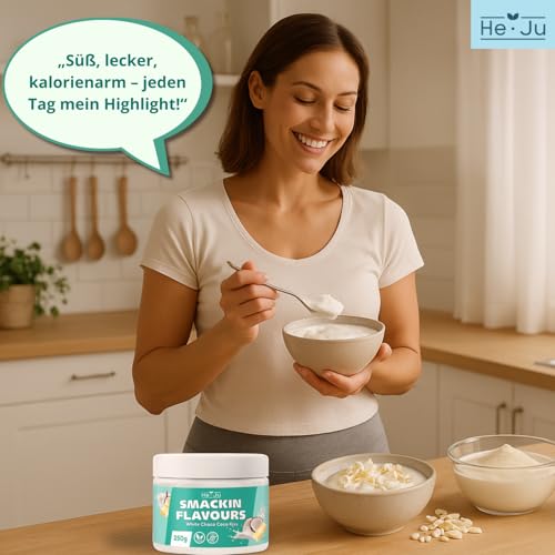 He-Ju Flavour Pulver weiße Schokolade Kokos 250g vegan, Geschmackspulver zum Süßen fast ohne Kalorien