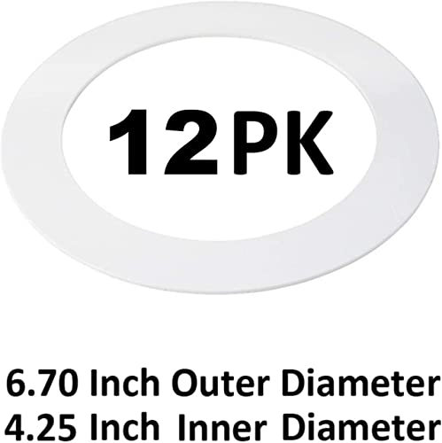 Image of LightLabs Goof Ring Gloss 12 Pack 6.7 inch Diameter for 4 inch Cans. Inlcudes Mounting Tape to Fix Drywall Damage for Flush Mount Recessed Down Lights. 4.2 inch Inner Diameter Recessed Light Cover Glossy White