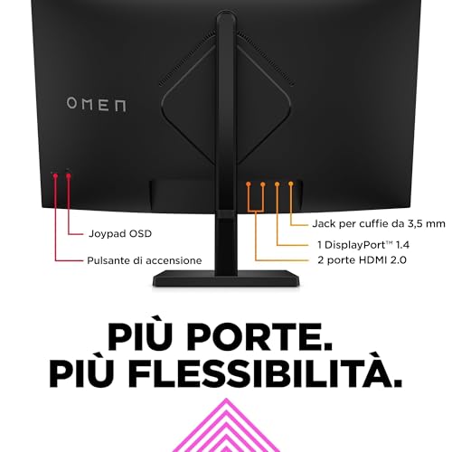 OMEN 32c, Monitor Curvo da 32 pollici, Pannello VA 16:9 2K QHD 165Hz, 1 ms, DisplayHDR 400, Antiriflesso, 400 nits, AMD FreeSync, VESA 100x100 mm, HDMI 2.0, Displayport, USB-C, USB-A, Nero - Monitor - Immagine 5