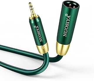 NUOSIYA XLR 3.5mm Jack 2m, XLR Male to Jack, Balanced Microphone Cable Stereo 1/8 inch TRS to XLR Adapter, Gold-Plated Hifi Audio Cable Extension for iPhone, iPad, MP3 Player, Tablet, Laptop, Speaker