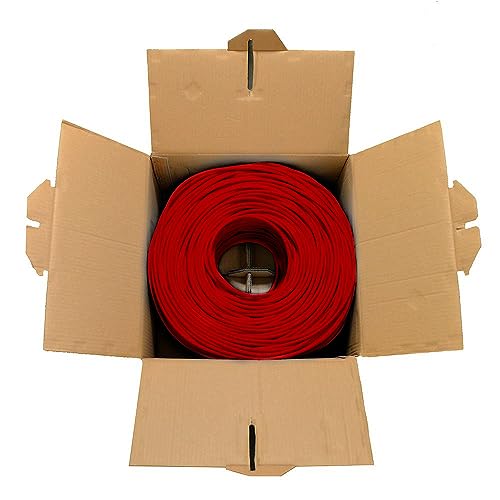 Image of DRIPSTONE CAT6 1000ft Bulk Ethernet Cable 23AWG Solid CCA UTP 0.57mm Red