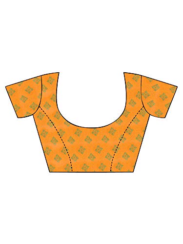 Image of AKHILAM Women's Ikat Linen Saree With Blouse Piece