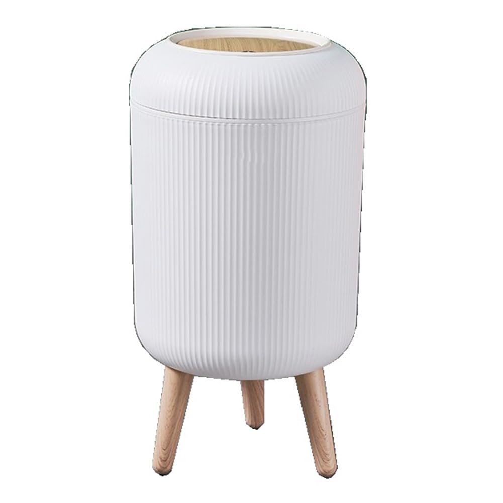 CTRLZS High-Legged Wood Grain Trash Can Plastic Dustbin Suitable for Kitchens, Bedrooms & Offices.