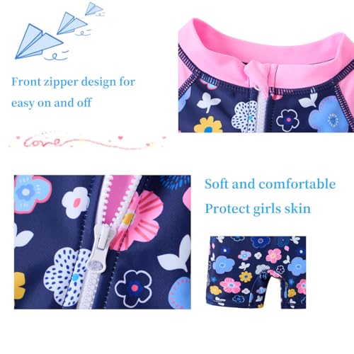 Image of UMELOK Girls Long Sleeve Rash Guard One Piece Swimsuits with UV Protection Sunsuit