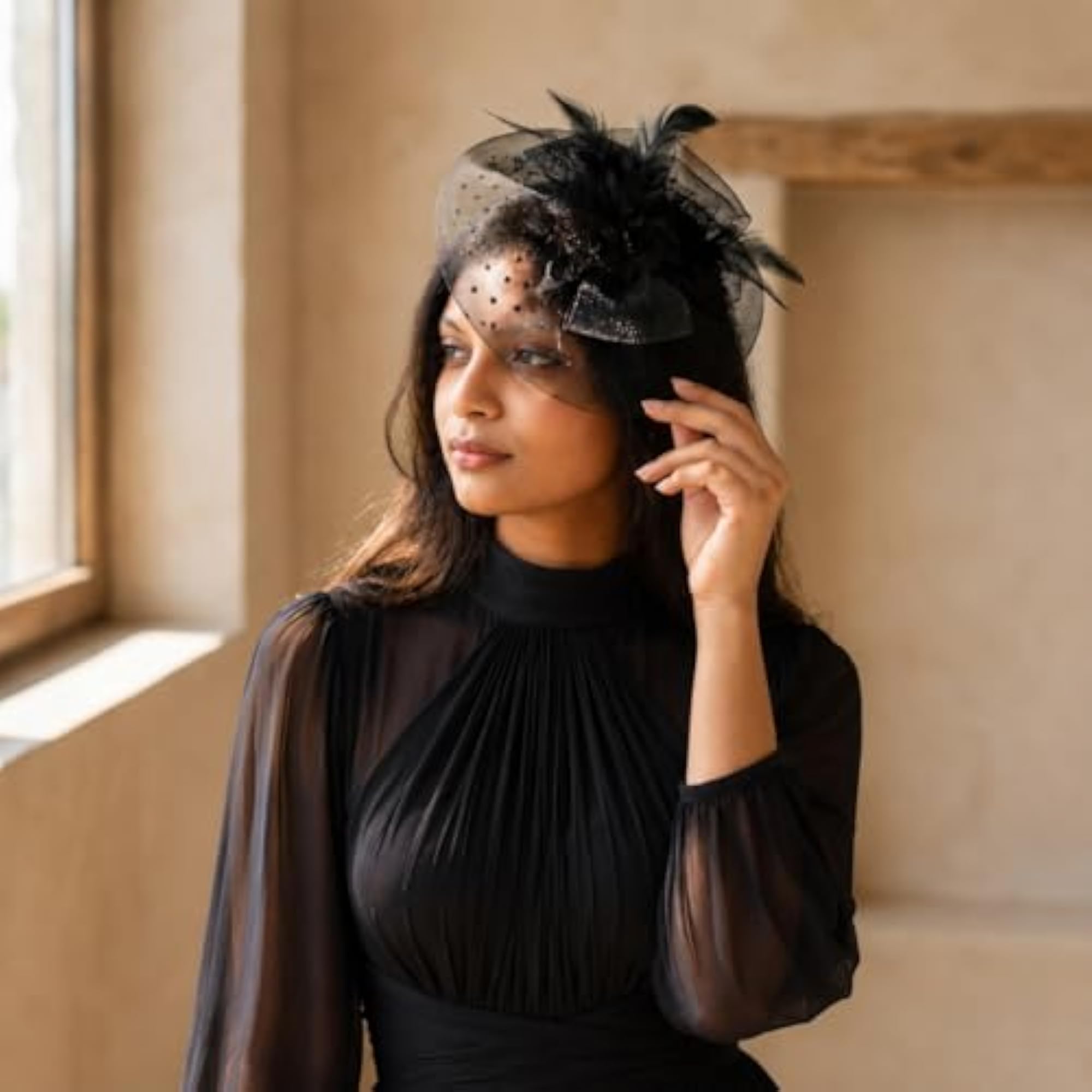 Queen of the Night Black Fascinator Hat Hair Clip