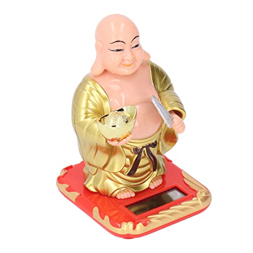 Lucky Money Maitreya Buddha, Solar Powered Standing Buddha Statue Light Sensing Solar Buddha Decoration for Home Office Car