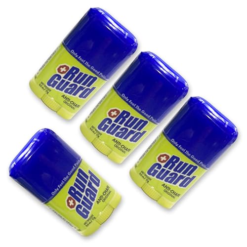 Run Guard Original Anti-Chafing Balm - Highly Effective USA Made Chafe Stick for Runners & Athletes - Sweat & Water-Resistant Formula - Sports Running Anti Chafe Soothing Balm Stick 0.6oz - Pack of 4