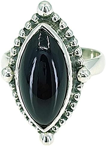 Navya Craft Black Onyx Marquise 925 Sterling Silver Handmade Statement Women Ring, Black Gemstone Ring, Boho Jewelry for Christmas Anniversary Birthday Valentine day Gift wife her mother sister