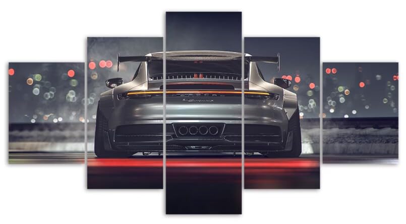 Tableau moderne sur toile premium Porsche 911 GT3 avec cadre en bois pour salon