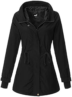 4HOW Women's Military Anorak Rain Jacket Lightweight Casual Stylish Hooded Water Resistant Utility