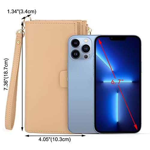 Image of UTO Wallet Women Vegan Leather Wristlet Snap Long Purse Credit Card Holder Elegant Clutch