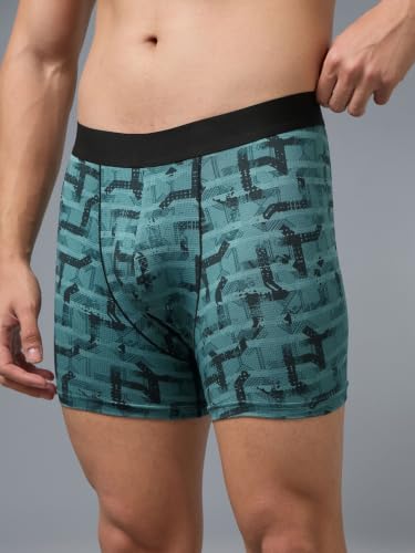 Image of TECHNOSPORT Men's Colorblock Trunks Underwear with ElastoLITE 4 Way Stretch Lightweight Breathable Moisture Wicking Soft Anti Odour Anti Microbial Comfort Fit Boxer Briefs Innerwear for Men