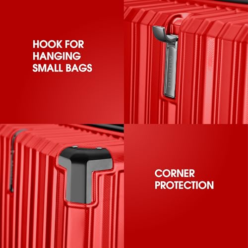 Image of Maleta Nova Cabin and Large Size |20'' and 28''|Hardside,TSA Lock | Trolley Bag Set of 2 | Luggage Suitcase | Travel Bags for Travelling | Trolley Bags for Travel Combo (Red, Set of 2 (Small-Large))