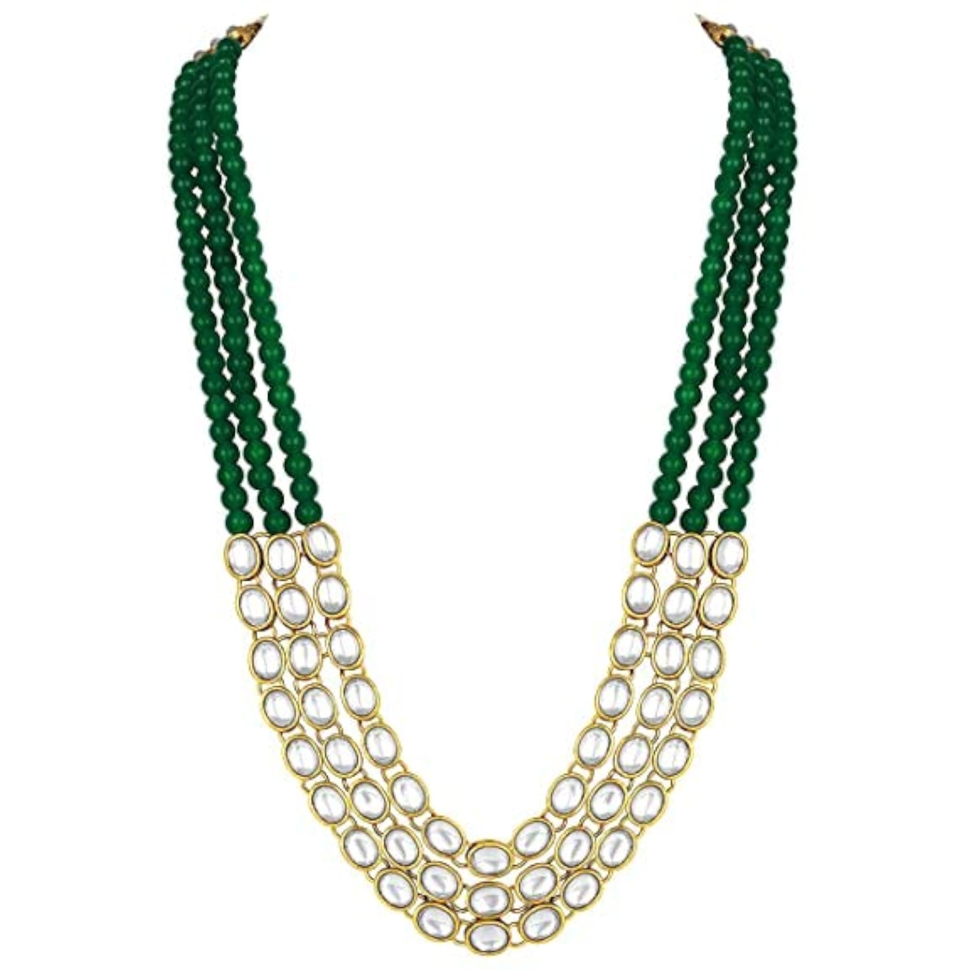 Kundan Studded Layered Pearl Necklace Set with Earrings