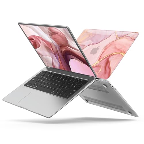 B BELK Compatible with MacBook Air 13 inch Case 2021 2020 2019 2018 M1 A2337 A2179 A1932 Touch ID,Plastic Laptop Hard Shell+2 Keyboard Cover+Screen Protector for MacBook Air 13.3 inch Case,Pink Marble