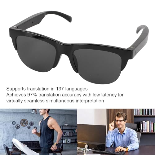 Translator Smart Glasses, Languages Translation Device, Real Time Translation Device for 137 Languages TR90 PC BT with Built in Mic Speaker for Travel Learning by GOWENIC - Used condition - Image 3