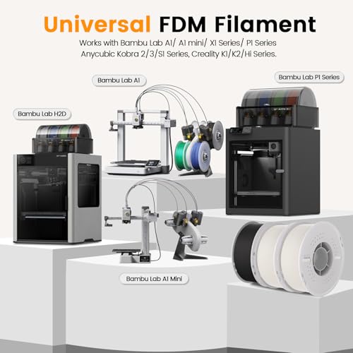 PLA Matte 3D Drucker Filament 1.75mm Maßgenauigkeit+/-0.03mm, Hohe Geschwindigkeit & Einfaches Drucken Filament Compatible with Bambu Lab All 3D Printers,für Modelle-1kg Spule(2.2lbs)-Elfenbein Weiß