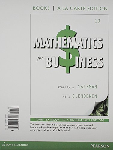 Mathematics for Business, Books a la Carte Edit... 0321923987 Book Cover