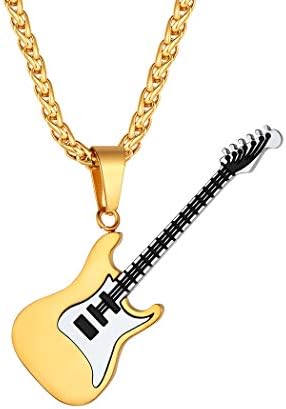 Suplight 316L Stainless Steel Guitar Picks/Bass Music Note Necklace for Men Women, Music Lover Pendant Rock Punk Jewelry, Custom Free Engraving