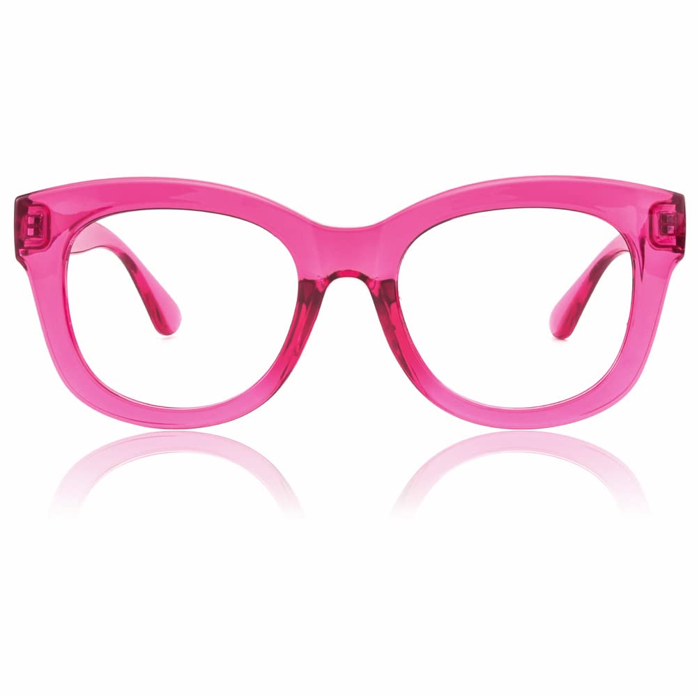 JiSoo Gafas de lectura para mujeres/hombres, de gran tamaño, gruesas, grandes, redondas, para mujer