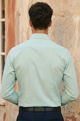 Image of Louis Philippe Men's Slim Fit Easy to Iron Everyday wear Premium Cotton Full Sleeve Checks Formal Shirt