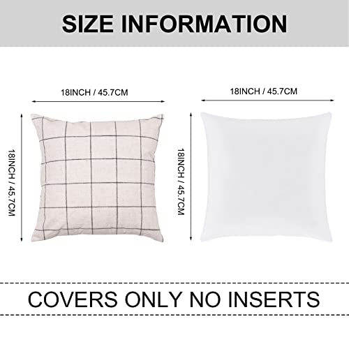 Basic Model Set Of 2 Plaid Throw Pillow Covers Modern Farmhouse Decorative Square Linen Pillow Case For Sofa Couch Bed 18 X 18 Inch Beige And Black #TOP6