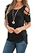 LouKeith Womens Plus Size Short Sleeve Cold Shoulder Crew Neck Loose Tops Shirt Black 4XL