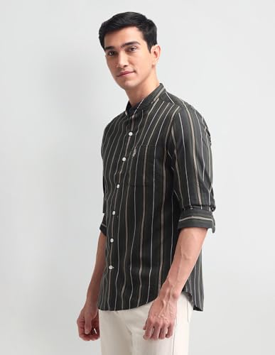 Image of U.S. Polo ASSN. Striped Slim Fit Formal Shirts for Men - 100% Cotton, Full Sleeve Mens Casual Shirts