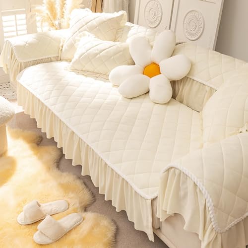 Funda de sofá antideslizante lavable beige para protector de chaise longue en forma de L 2