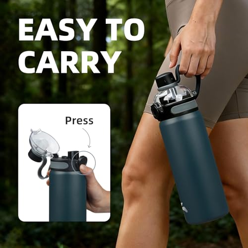 Image of Konokyo 32 oz Insulated Stainless Steel Water Bottle with Straw Lid