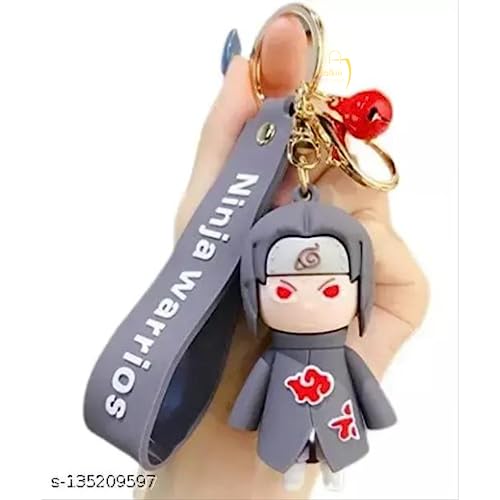 Image of MALKIN Rubber Anime Keychain - Naruto Merchandise, Action Figures, Figurines, Accessories (Itachi, Silver)