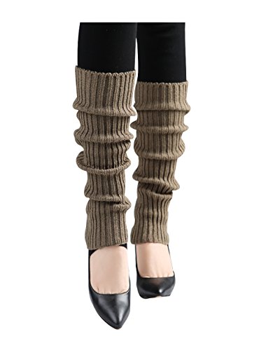 Image of uxcell Women's Knitted Design Solid Warm Thick Knee High Length Ribbed Leg Warmers