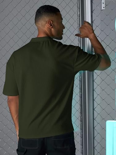 Image of Maniac || Mens || Solid || Round Neck || Half Sleeve || Seersucker || Cottonblend || Oversized || T-Shirt