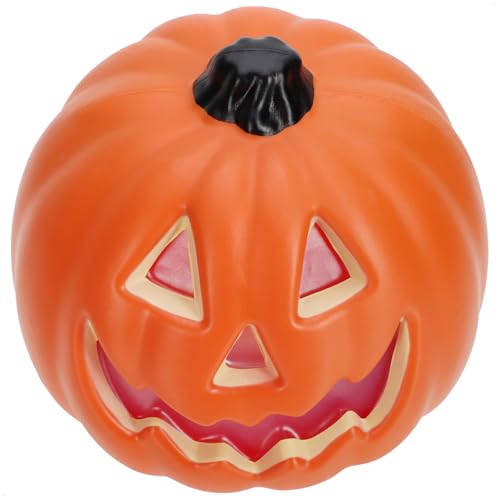 com-four® Kürbis mit LED-Beleuchtung & Timerfunktion (6h an/18h aus) - Halloweenkürbis als Hauseingangs- & Fensterdekoration - XL Kunststoff-Kürbis (1x orange XL/Timer)