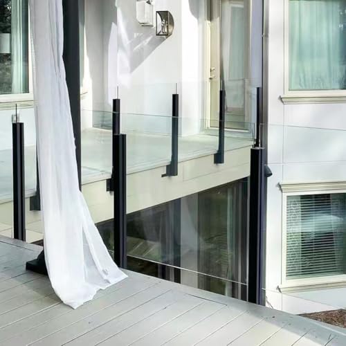 304 Stainless Steel Glass Railing Post - 33.4" Black Glass Balustrade Post for Decks, Patios, Stairs, Balconies & Pool Fences, Screw Base End Post, Durable & Stylish