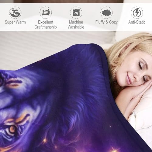 Couverture lion flannel douce et facile à manipuler pour canapé