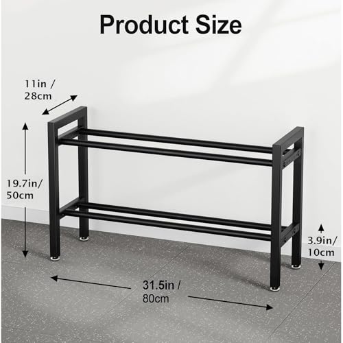 Image of WINSTAR 2-Tier Adjustable Dumbbell Rack | Heavy-Duty Home Gym Weight Storage Stand for Dumbbells & Kettlebells | Space-Saving Home Gym Organizer (Rack Only, Black)