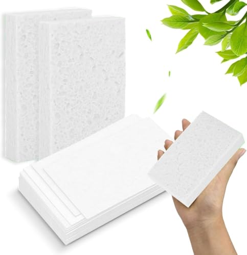 Image of 12 - Pack Non-Scratch Scrub Sponges - Sponges for Dishes and Washing Dishes, Cleaning Sponges for Kitchen Home Bathroom Cars, Funny Cut-Outs DIY for Kids (White)