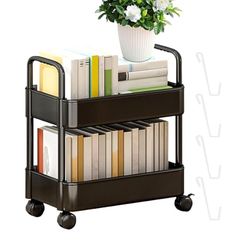 Xijobido MLOKTRN Bücherwagen mit Rädern 2-stufig