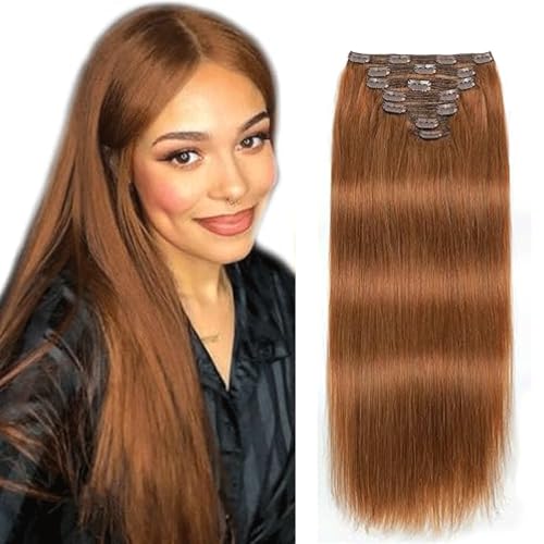 Extensions de cheveux humains à clipser lisses 26 pouces de qualité premium