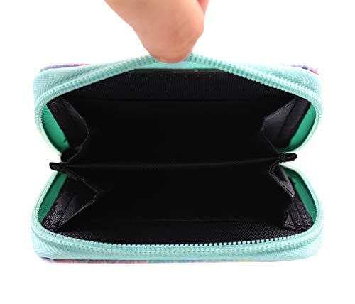 Women Small Short Wallets Mermaid Scale Coin Purse Credit Card Holder with Zipper for Teen Girls, B, One Size4
