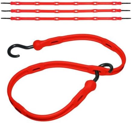 The Perfect Bungee, Adjust A Strap (4 Pack) - Premium USA Made Adjustable Bungee Cords with Hooks (36 Inch) - Heavy Duty, Durable, All Weather, Up to 2x Stretch - Ideal for Garage and Outdoors - Red