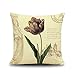 Lieson Fundas de cojín, 1 pieza de 16 x 16 fundas de cojín al aire libre de 40 x 40 cm flores cojín fundas púrpura amarillo verde, lino