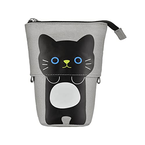 YONGORHEX Ständer Bleistifthalter Teleskopisch Mäppchen Leinwand Federmäppchen mit Reißverschluss 18*12.5CM Katze Mäppchen Schlamppermäppchen Bleistift Beutel Pencil Case für Mädchen Jungen Cover